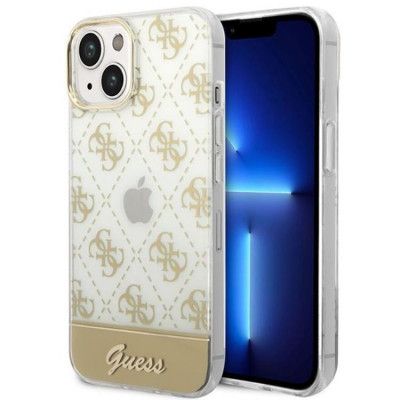 GUESS iPhone 14 Skal 4G Pattern Script - Guld