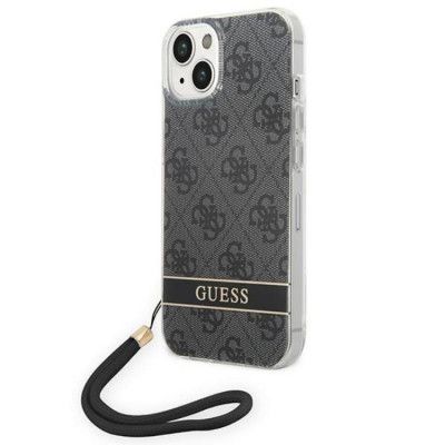 GUESS iPhone 14 Skal 4G Print Strap - Svart
