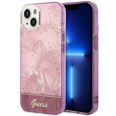 GUESS iPhone 14 Skal Jungle Collection - Rosa