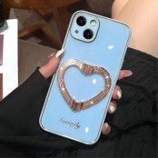 iPhone 14 Skal Heart Kickstand - Blå