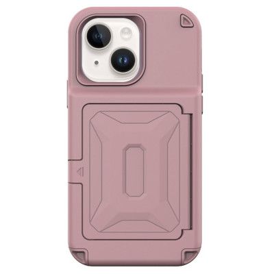 iPhone 14 Skal Korthållare Mirror Kickstand - Rosa