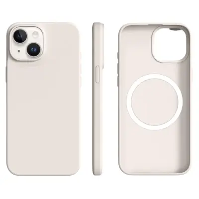 iPhone 14/13 Mobilskal MagSafe Ultra Thin Silicone (Antique Vit)