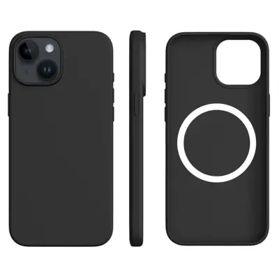 iPhone 14/13 Mobilskal MagSafe Ultra Thin Silicone (Svart)