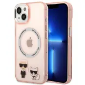 Karl Lagerfeld iPhone 14 Skal Magsafe Karl&Choupette Aluminum - Rosa
