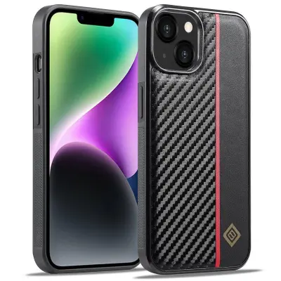 LC.IMEEKE iPhone 14 Fodral - KonstLäder - Svart