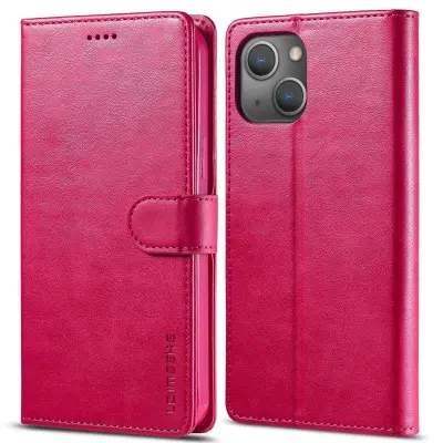 LC.IMEEKE iPhone 14 Plånboksfodral Flip Folio Konstläder - Rosa