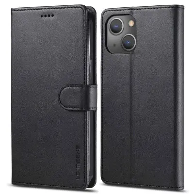 LC.IMEEKE iPhone 14 Plånboksfodral Flip Folio Konstläder - Svart