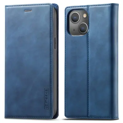 LC.IMEEKE iPhone 14 Plånboksfodral Konstläder - Flip Folio - Blå