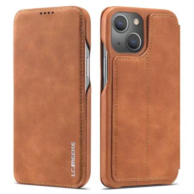 LC.IMEEKE iPhone 14 Fodral KonstLäder - Ljusbrun