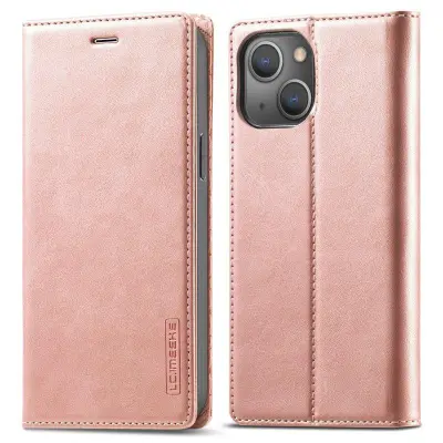 LC.IMEEKE iPhone 14 Plånboksfodral Konstläder - Roséguld
