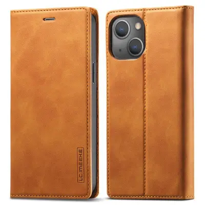 LC.IMEEKE iPhone 14 Plånboksfodral Konstläder Ställ Flip - Brun