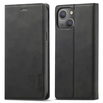LC.IMEEKE iPhone 14 Plånboksfodral Konstläder Ställ Flip - Svart