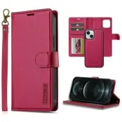 LC.IMEEKE L2 Series iPhone 14/13 Plånboksfodral Konstläder - Röd