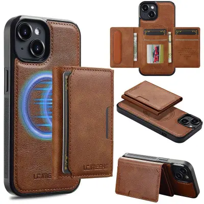 LC.IMEEKE L5 iPhone 14 Fodral KonstLäder - Brun