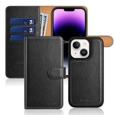 Puloka iPhone 14 Plånboksfodral 2in1 Detachable - Svart