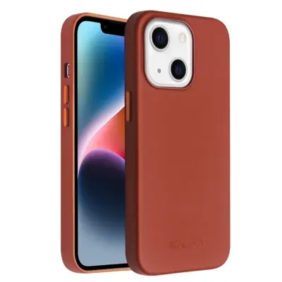 QIALINO iPhone 14 Mobilskal MagSafe Äkta Läder - Brun