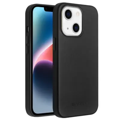 QIALINO iPhone 14 Mobilskal MagSafe Äkta Läder - Svart