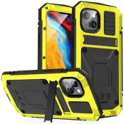 R-JUST Mobilskal till iPhone 14 Shockproof Hybrid Gult med Skärmskydd