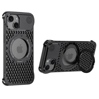 R-JUST RJ64 iPhone 14 Mobilskal Aluminium Legering Svart