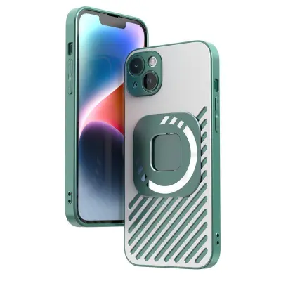 R-JUST SJ55 iPhone 14 Mobilskal TPU+PC+Metal Stöttåligt - Grön