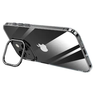 SULADA iPhone 14 Mobilskal Kamera Kickstand Stötsäker TPU+PC Klar - Svart