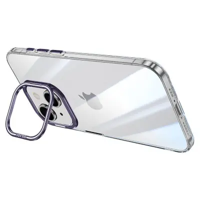 SULADA Mobilskal till iPhone 14 Kamera Kickstand TPU+PC Klar Lila