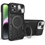 Trolsk Mobilskal med Kameraskydd och Stativ - Svart (iPhone 14)
