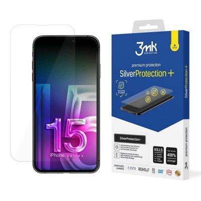 3MK iPhone 15 Plus Plastfilm skärmskydd Silver Protection+