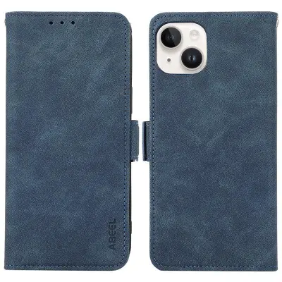 ABEEL iPhone 15 Plus Plånboksfodral Konstläder med RFID-Skydd - Blå