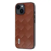 ABEEL Mobilskal till iPhone 15 Plus PU Läder PC+TPU Skydd Brun
