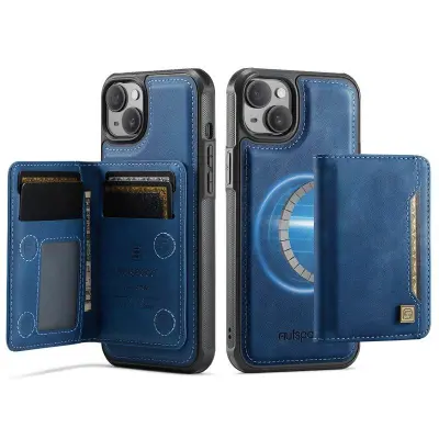 AUTSPACE iPhone 15 Plus Fodral KonstLäder - Blå