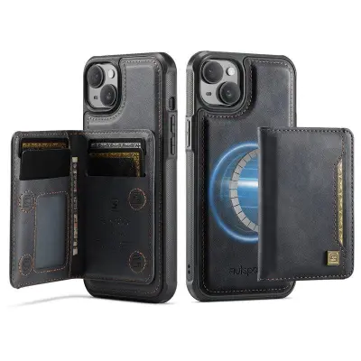 AUTSPACE iPhone 15 Plus Fodral Vintage Konstläder - Svart