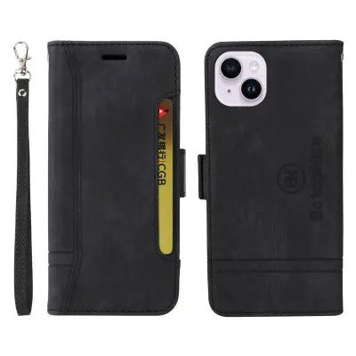 BETOPNICE 001 iPhone 15 Plus Plånboksfodral i Konstläder - Svart