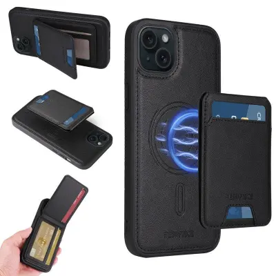 BETOPNICE iPhone 15 Plus Fodral KonstLäder - Svart