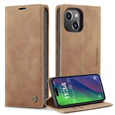 CASEME 013 iPhone 15 Plus Plånboksfodral Konstläder Ställ - Brun