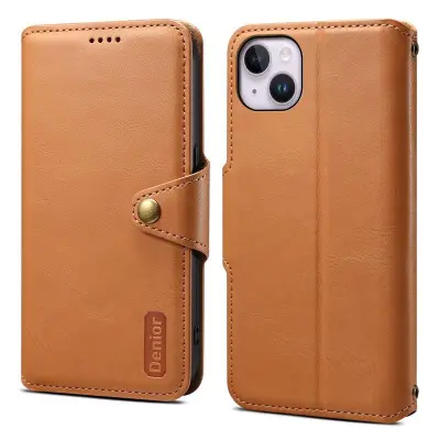 DENIOR iPhone 15 Plus Plånboksfodral i Konstläder med - Khaki