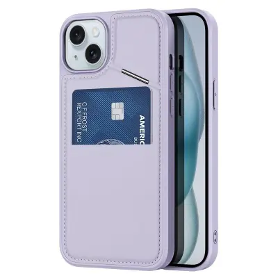 DUX DUCIS Rafi II för iPhone 15 Plus mobilskal med kortplats Konstläder - Lila