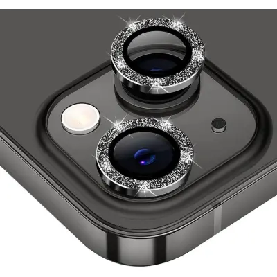 Enkay Glitter Ring Lens Protector (iPhone 15/15 Plus) - Silver