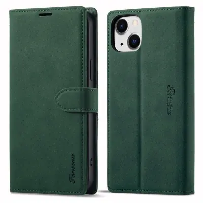 FORWENW F1 Series iPhone 15 Plus Plånboksfodral Konstläder - Grön