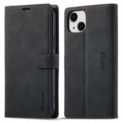 FORWENW F1 Series iPhone 15 Plus Plånboksfodral Konstläder - Svart