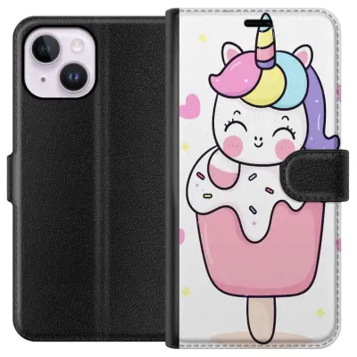 Plånboksfodral till Apple iPhone 15 Plus med Glad enhörning