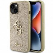 Guess iPhone 15 Plus Mobilskal Glitter Script Big - Guld