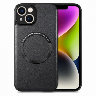 iPhone 15 Plus Mobilskal PU-läder - Svart