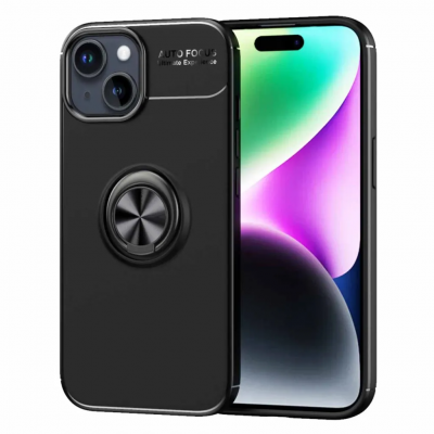 iPhone 15 Plus Mobilskal Ringhållare - Svart