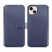 iPhone 15 Plus Plånboksfodral i äkta läder - Blå