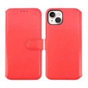 iPhone 15 Plus Plånboksfodral i äkta läder - Röd