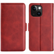 iPhone 15 Plus Plånboksfodral Omvirat - Röd