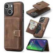 JEEHOOD iPhone 15 Plus Fodral KonstLäder Avtagbar - Brun