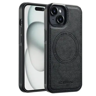 LC.IMEEKE iPhone 15 Plus Fodral KonstLäder - Svart