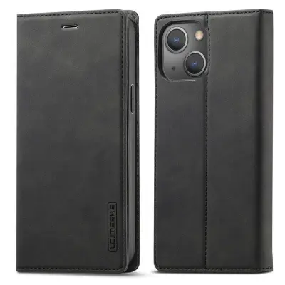 LC.IMEEKE iPhone 15 Plus Plånboksfodral Konstläder- Svart